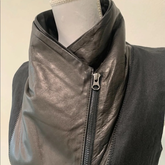 VINCE Leather Linen Tailored Zip Front Vest - Picture 3 of 9